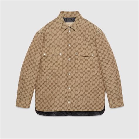 gucci camicia di forza|Camicia in tessuto GG in beige ed ebano .